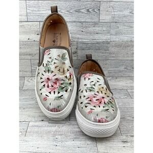 LArtiste Spring Step Floral Cutout Slip On Sneakers Silver Pink Green Women Sz 9